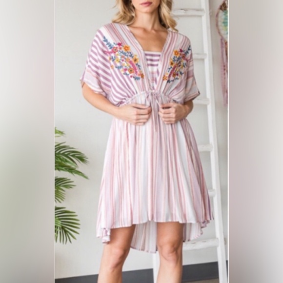 Mauve Pink Striped Dress - Picture 2 of 5